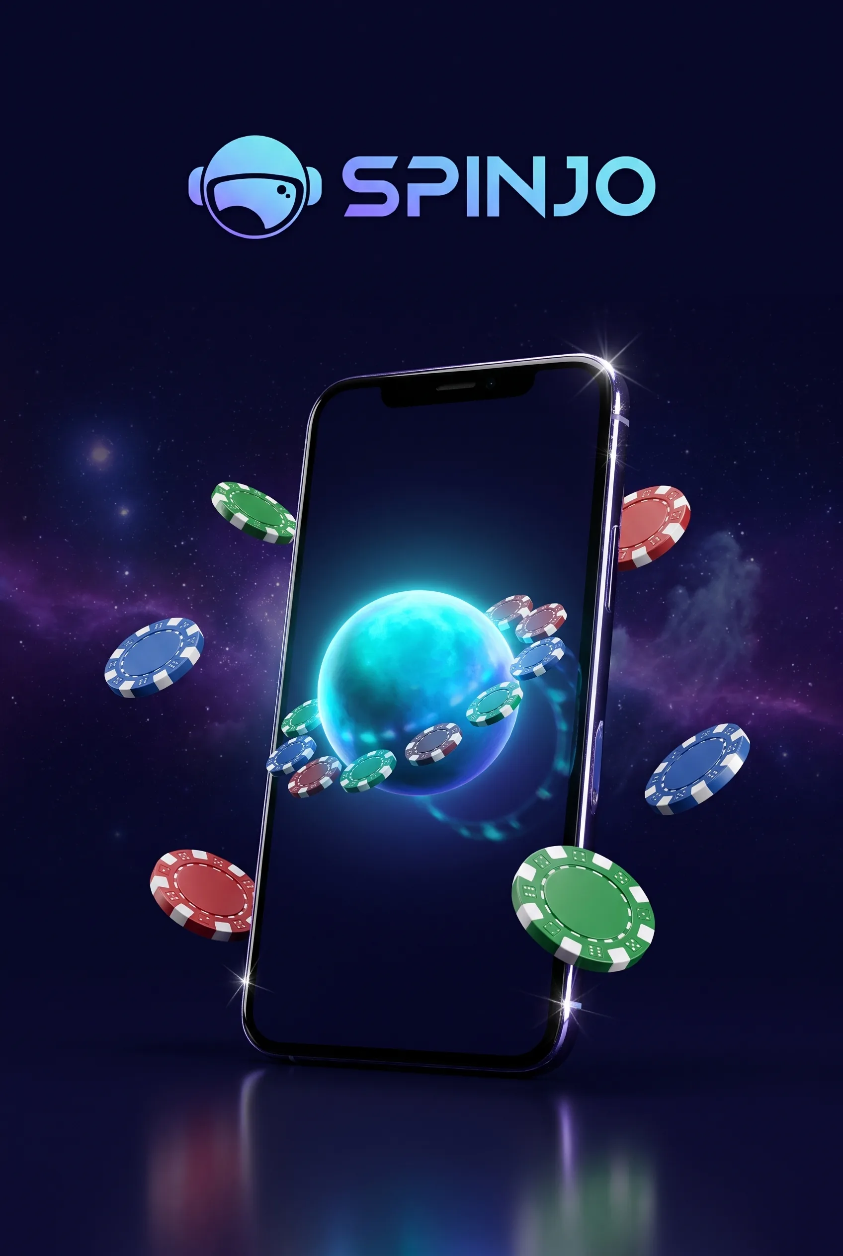 Spinjo sullo schermo di uno smartphone con fiches orbitanti